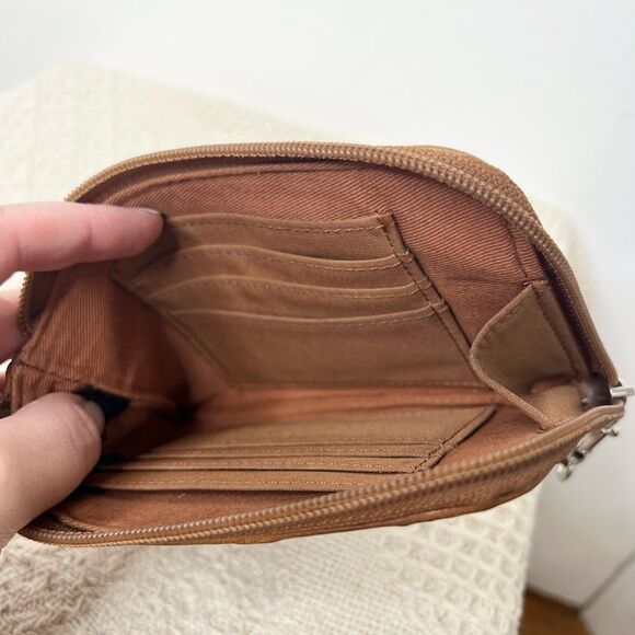 Fossil Patchwork Wristlet Leather Floral Zip Around Key Per - Picture 7 of 7